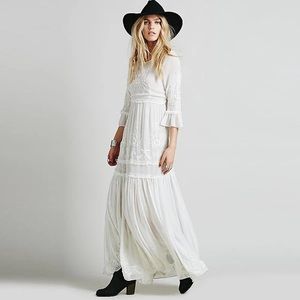 FancyEver Ruffled Bohemian Embroidered Maxi Dress